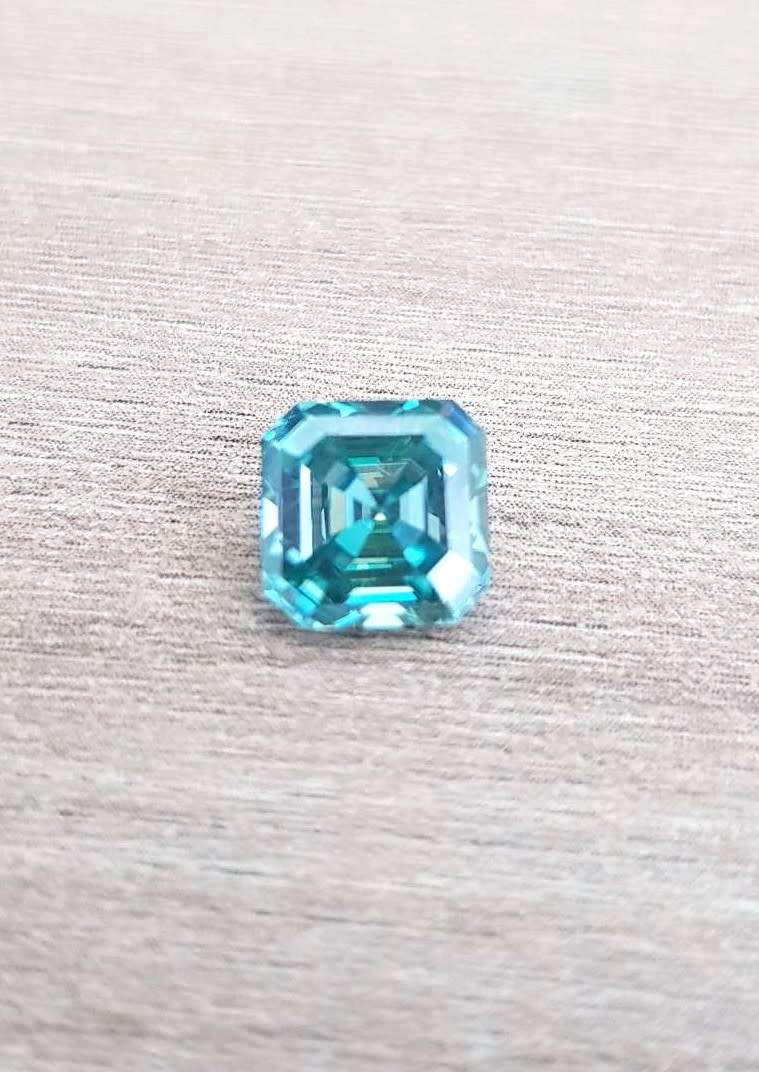 1.59ct MOISSANITE ASSCHER CUT  **ICE BLUE** VVS1  COLOUR  LOOSE GEM