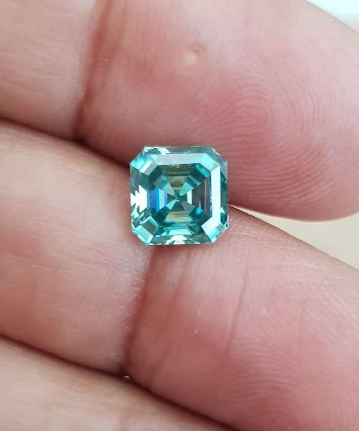 1.59ct MOISSANITE ASSCHER CUT  **ICE BLUE** VVS1  COLOUR  LOOSE GEM