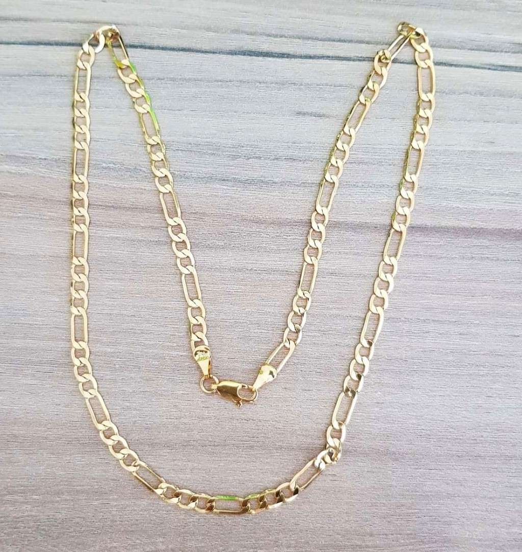 Necklace Figaro Link Chain  4mm/50cm-18ct Gold Plated