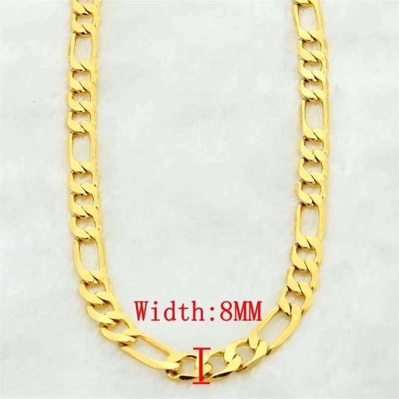 Necklace Figaro Link Chain  8mm/60cm-18ct Gold Plated