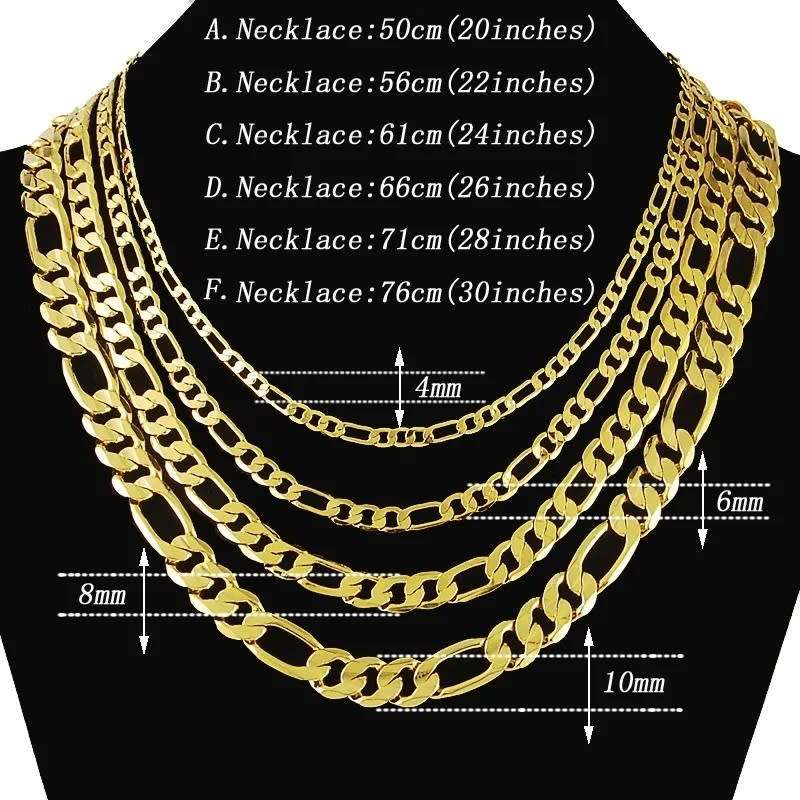 Necklace Figaro Link Chain  4mm/50cm-18ct Gold Plated