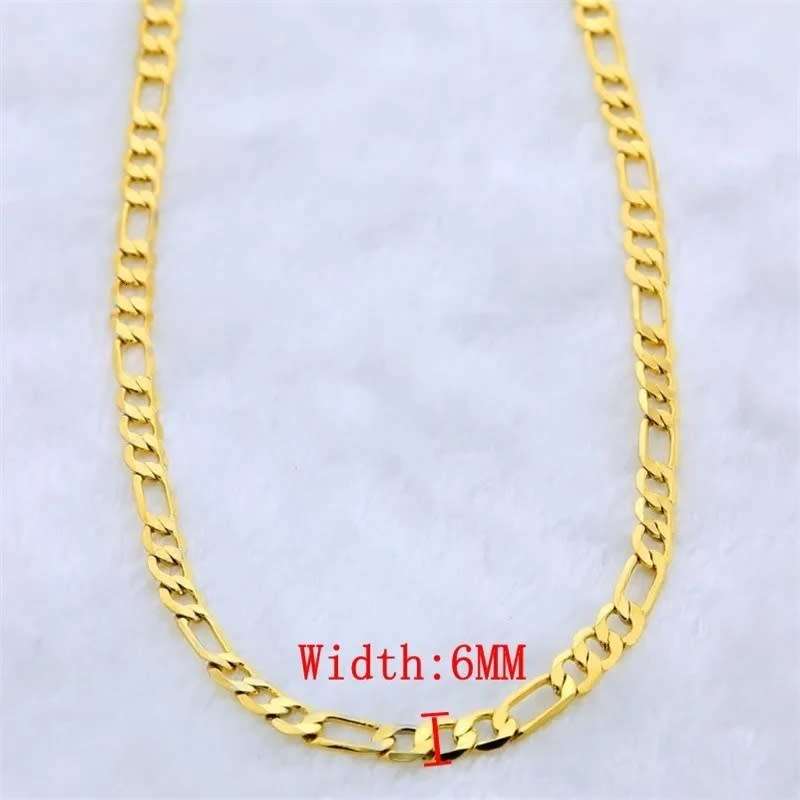 Necklace Figaro Link Chain  6mm/55cm-18ct Gold Plated