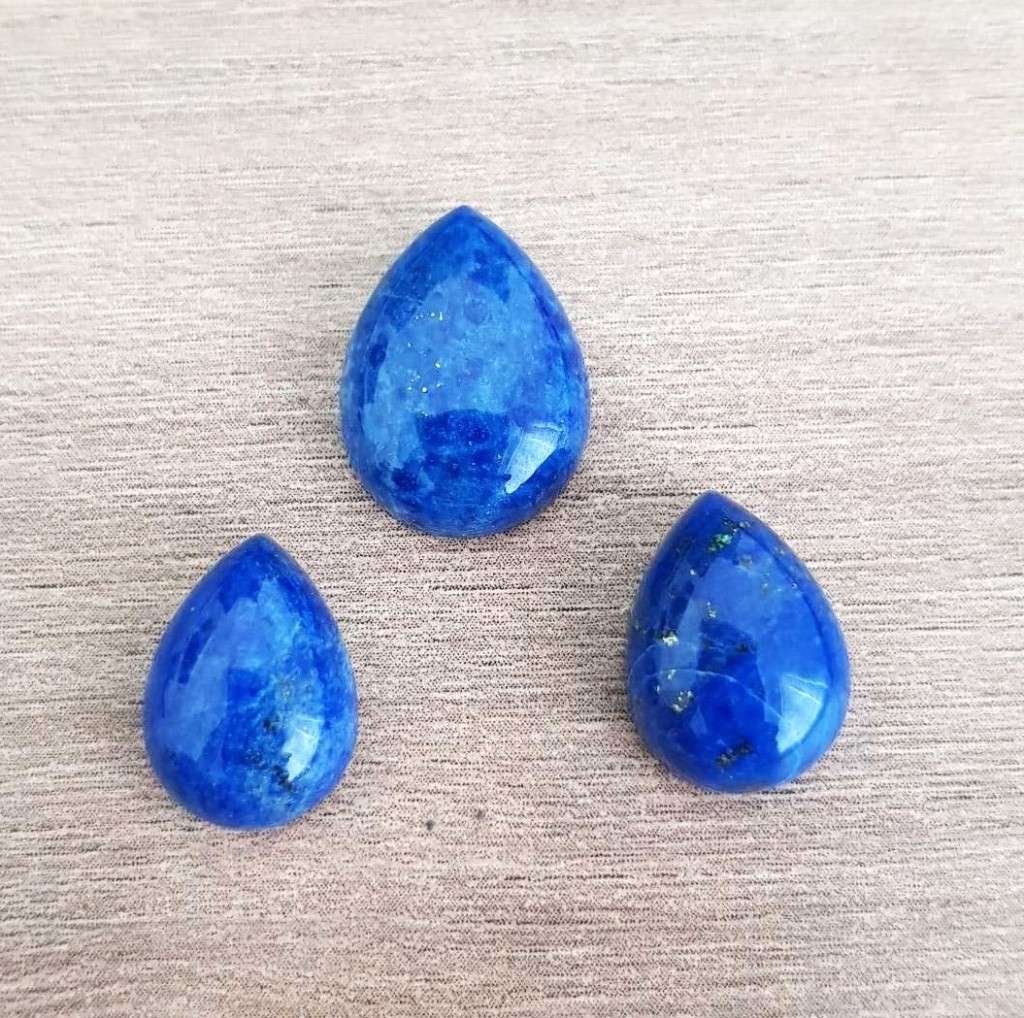 LAPIS LAZULI PEAR SHAPE **MATCHING PAIR**GEMSTONES 21.89Cts CABOCHON  NATURAL