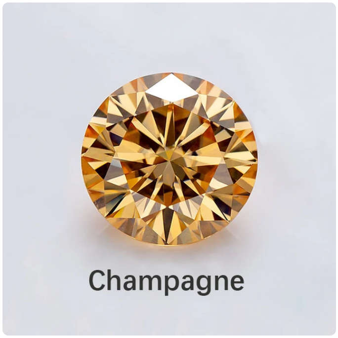 MOISSANITE Champagne 1CT  VVSI  ROUND **GRA Certified **BRILLIANT CUT
