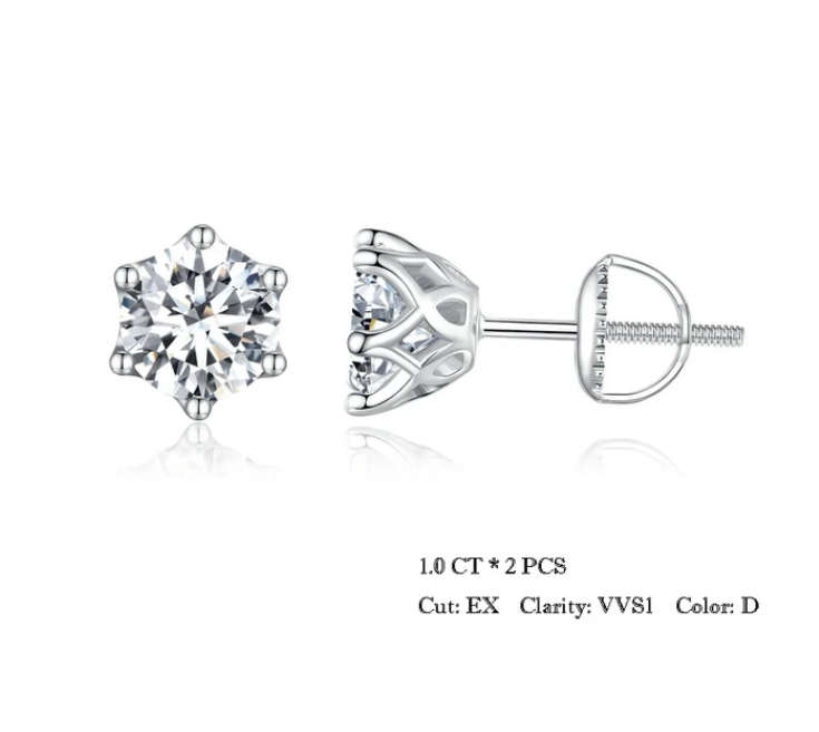 Moissanite Earrings  1.00ctw 925 Sterling Silver**GRA Certified**  VVSI/D Moissanite