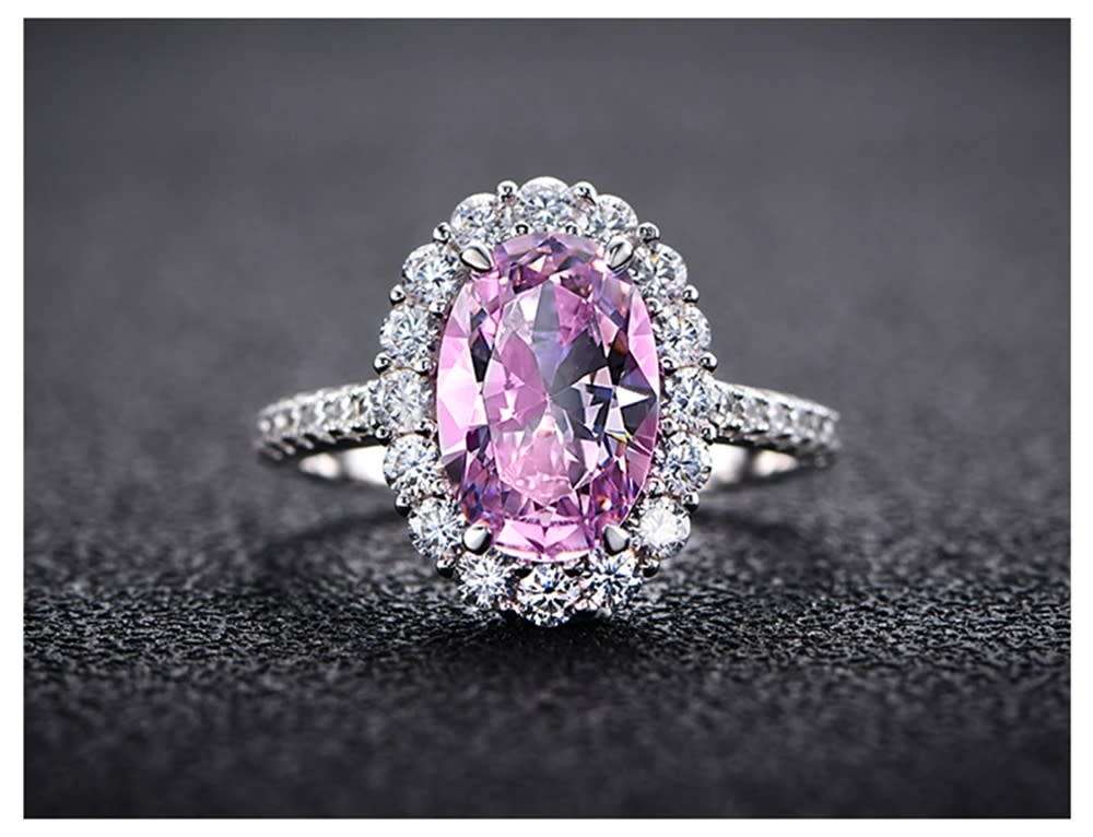 Pink Cocktail Ring 5 carat 8x12MM Oval Cut S925 Silver  Promise Band