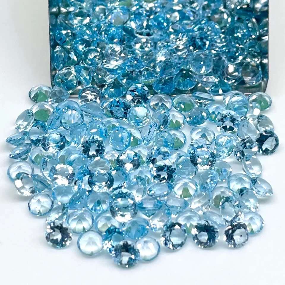 Blue Topaz Round Cut 4MM Loose Gemstone  Natural