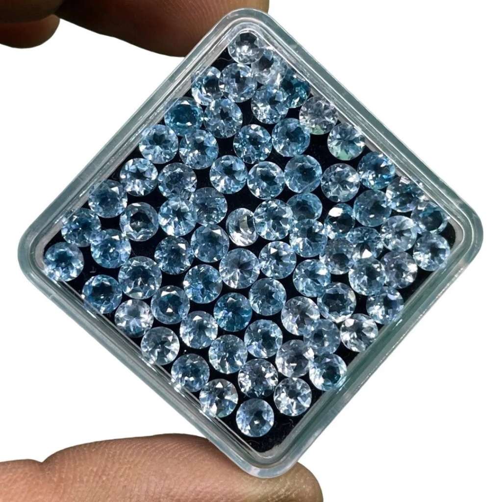 Blue Topaz Round Cut 4MM Loose Gemstone  Natural