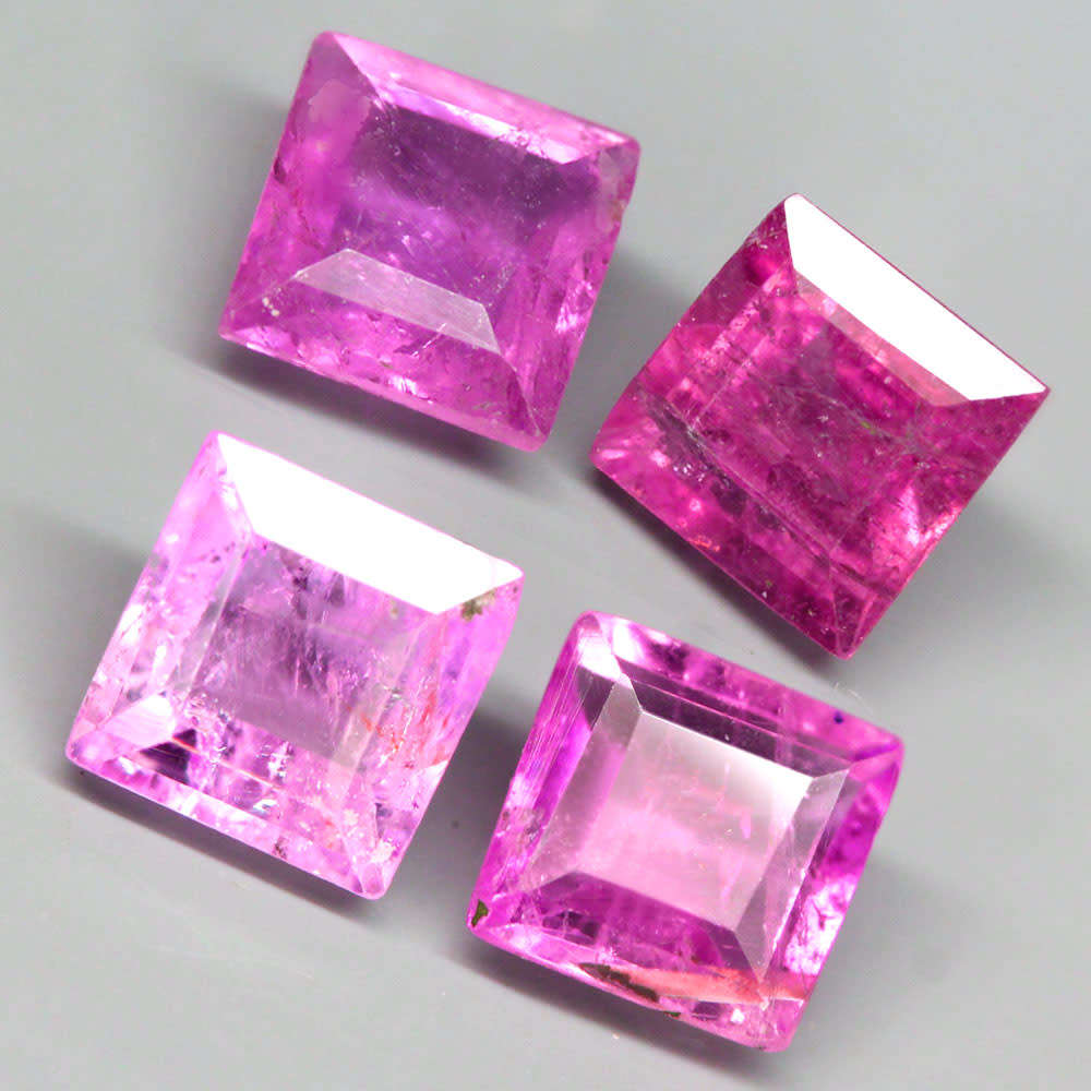 1.25Ct. Tourmaline Pink Square Mozambique Gorgeous Gem Ravishing For Jewelry!