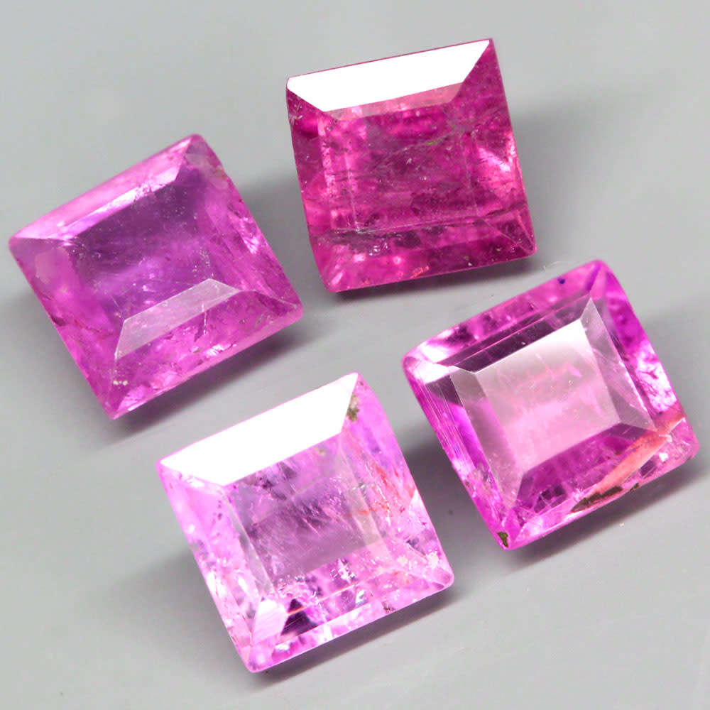 1.25Ct. Tourmaline Pink Square Mozambique Gorgeous Gem Ravishing For Jewelry!
