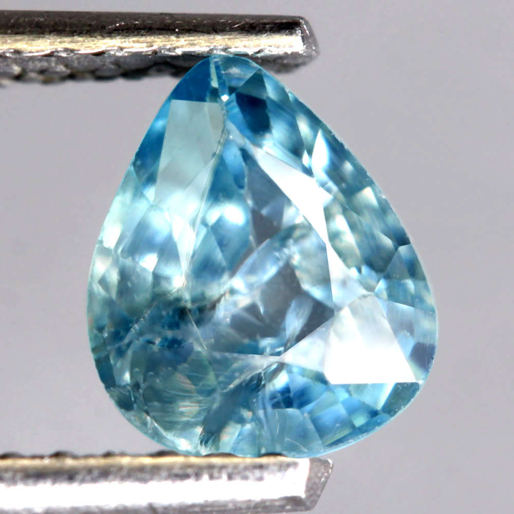 1.01Ct. Zircon Blue Pear Gem Ultra Lustrous Ravishing Colour Cambodia