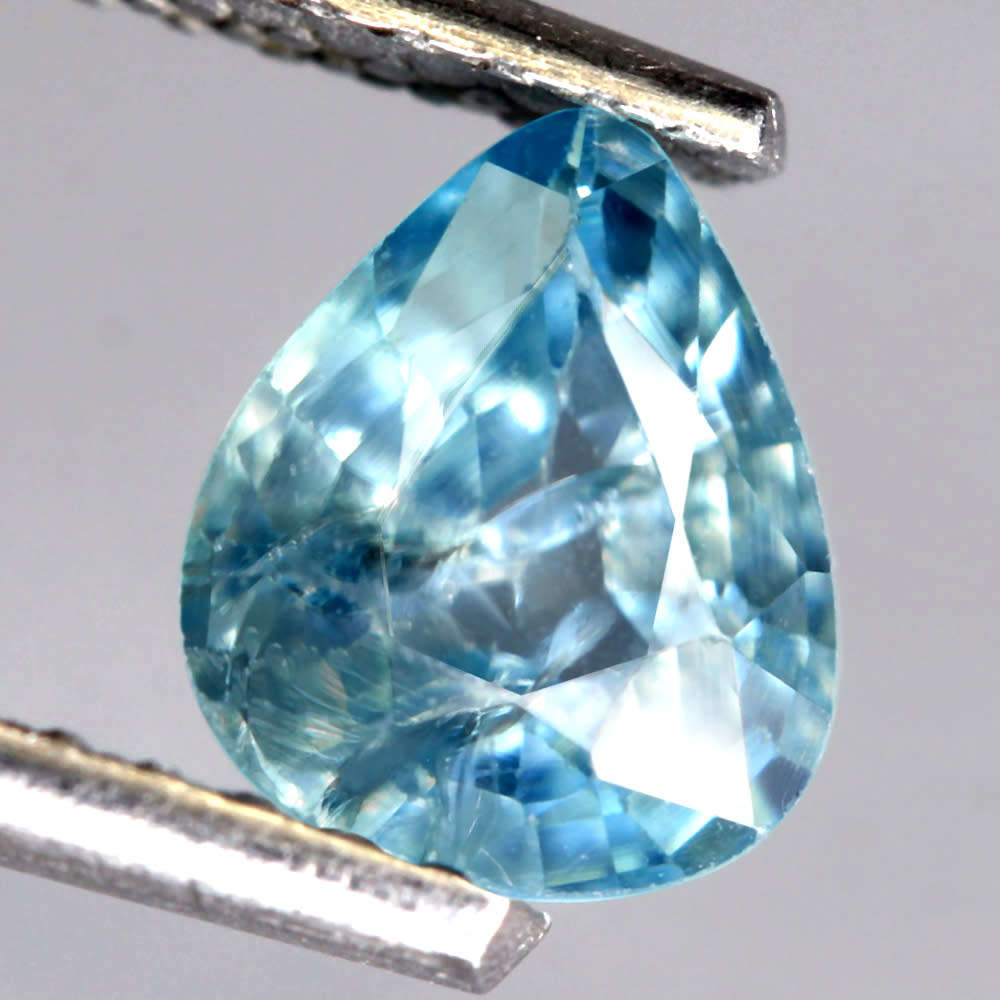 1.01Ct. Zircon Blue Pear Gem Ultra Lustrous Ravishing Colour Cambodia