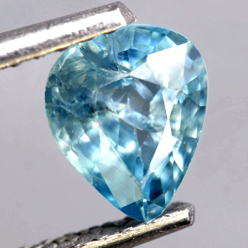 1.01Ct. Zircon Blue Pear Gem Ultra Lustrous Ravishing Colour Cambodia