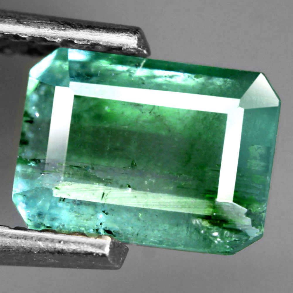 1.53Ct. Tourmaline Green Blue Emerald Cut Mozambique Precious Gem Amazing Color!