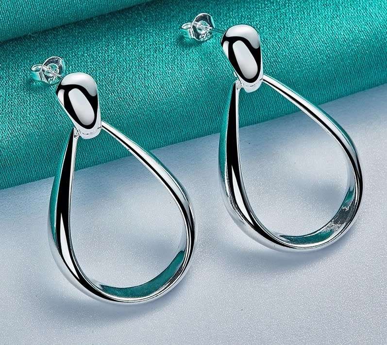 Classic Big Circle Hoop Charm Earrings 925 Sterling Silver