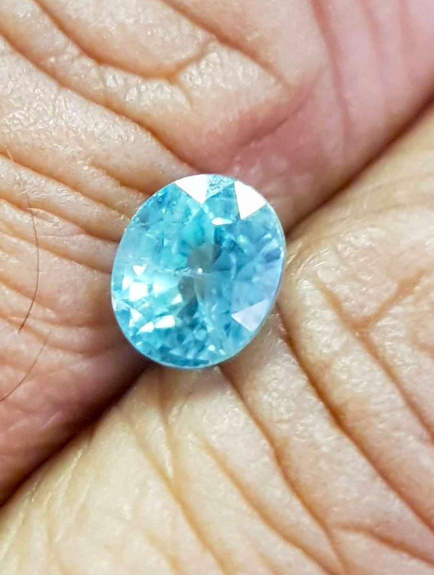 2.50Ct. Zircon Blue Oval Shape Cambodia Gem Ultra Lustrous Ravishing Colour! Natural