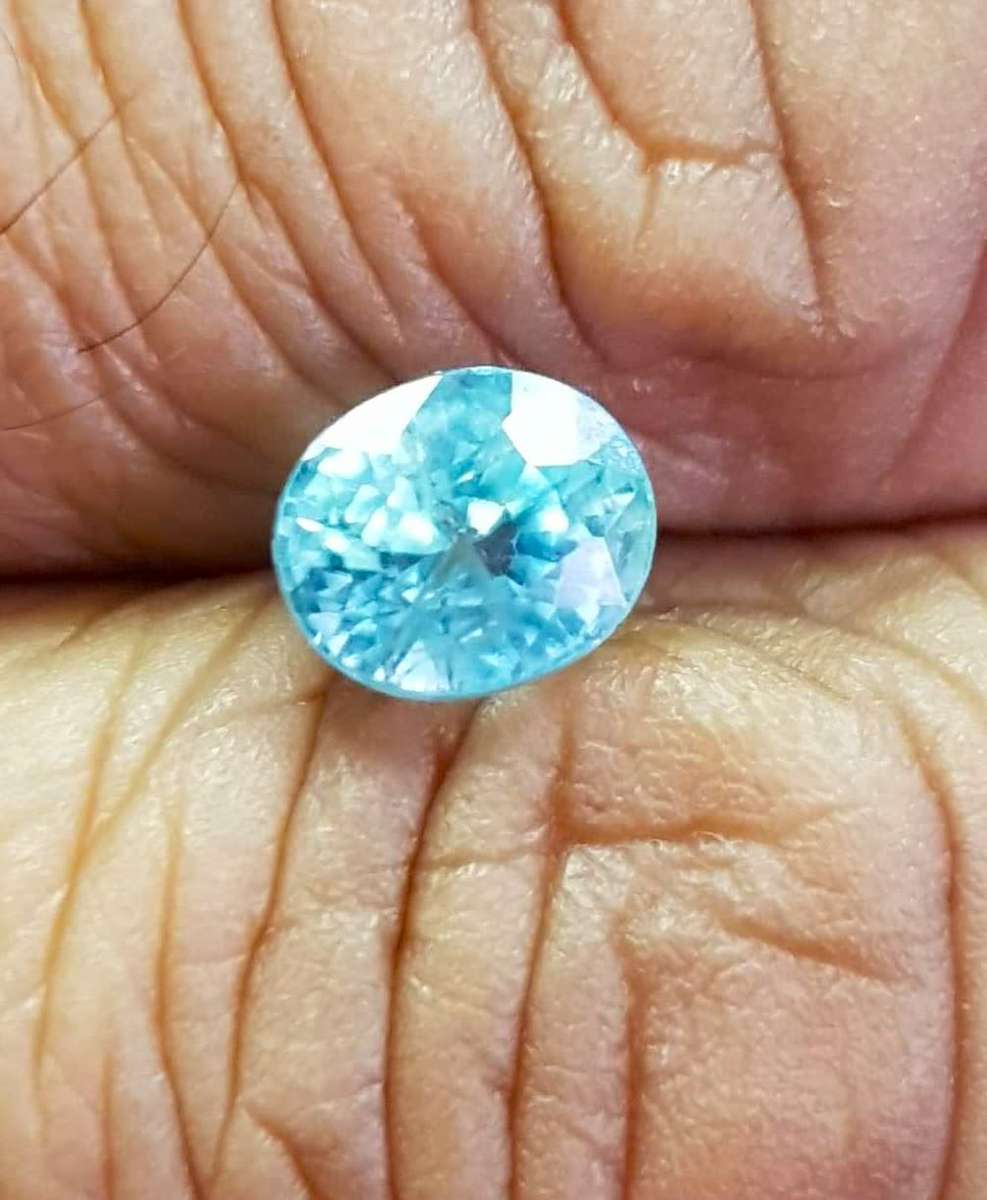 2.50Ct. Zircon Blue Oval Shape Cambodia Gem Ultra Lustrous Ravishing Colour! Natural