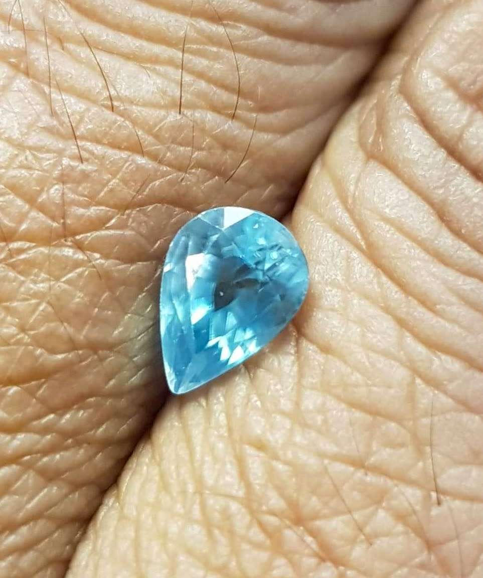 2.52Ct. Zircon Blue Pear Shape Cambodia Gem Ultra Lustrous Ravishing Colour!Natural