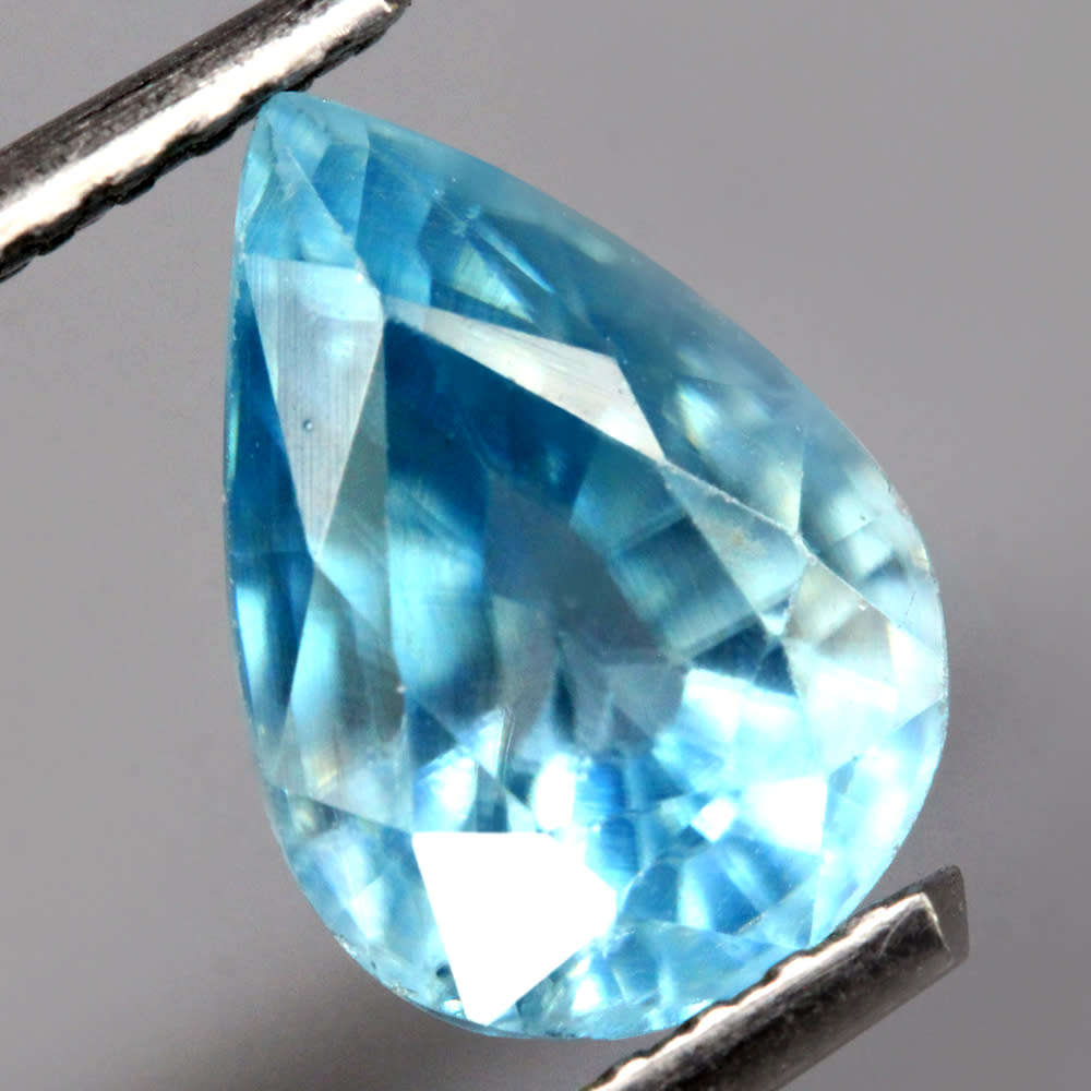 2.52Ct. Zircon Blue Pear Shape Cambodia Gem Ultra Lustrous Ravishing Colour!Natural