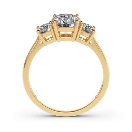 3.00 Carat Trilogy Moissanite Yellow Gold  VVSI/D Engagement Ring **GRA Certified**