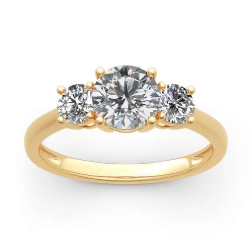 3.00 Carat Trilogy Moissanite Yellow Gold  VVSI/D Engagement Ring **GRA Certified**