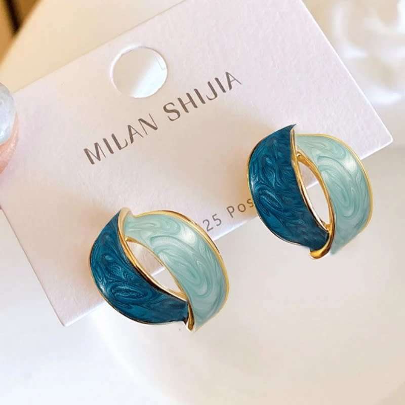 Butterfly Flower Earrings Blue Arc Cross