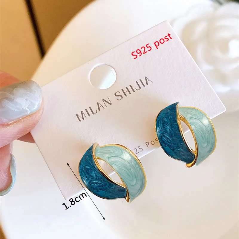 Butterfly Flower Earrings Blue Arc Cross