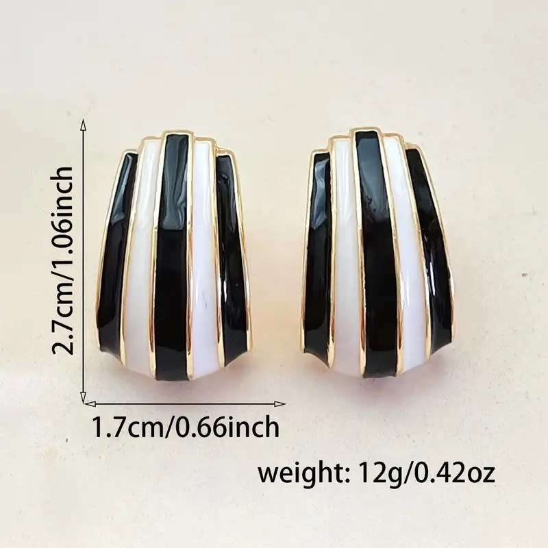 Vintage  Black & white Drop Oil-Dripping Earrings