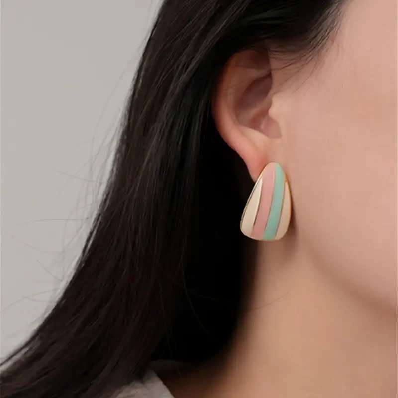 Bohemian  Style Geometric Colour block Teardrop Earrings