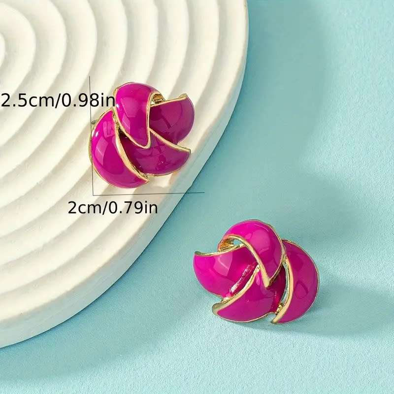 Bohemian Style Enamel Pinkish Glaze Geometric  Earrings