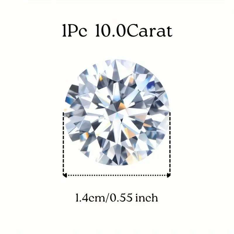 10CT  MOISSANITE ROUND VVSI/D BRILLIANT CUT **GRA Certified **