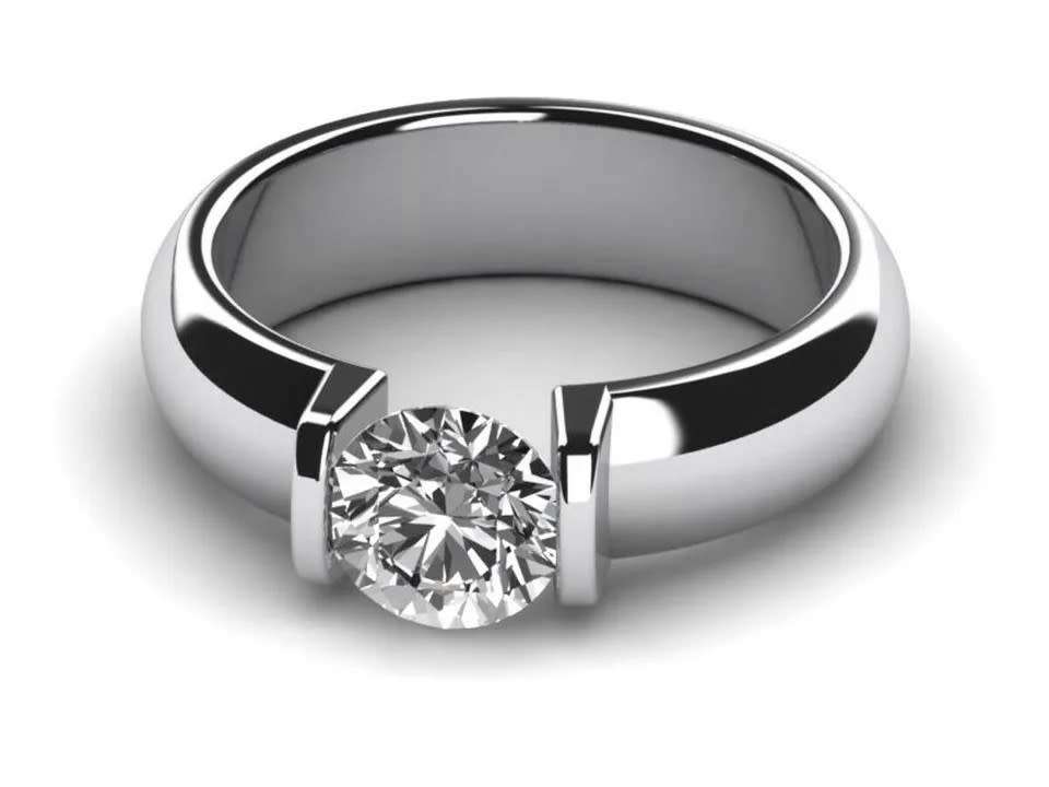 1.00 Ct White Round D/VVS1  Moissanite Diamond Engagement Ring**GRA Certified**