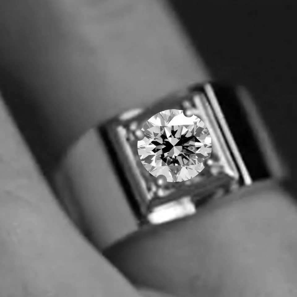 2.08 Ct Moissanite Round  Men's Engagement Ring