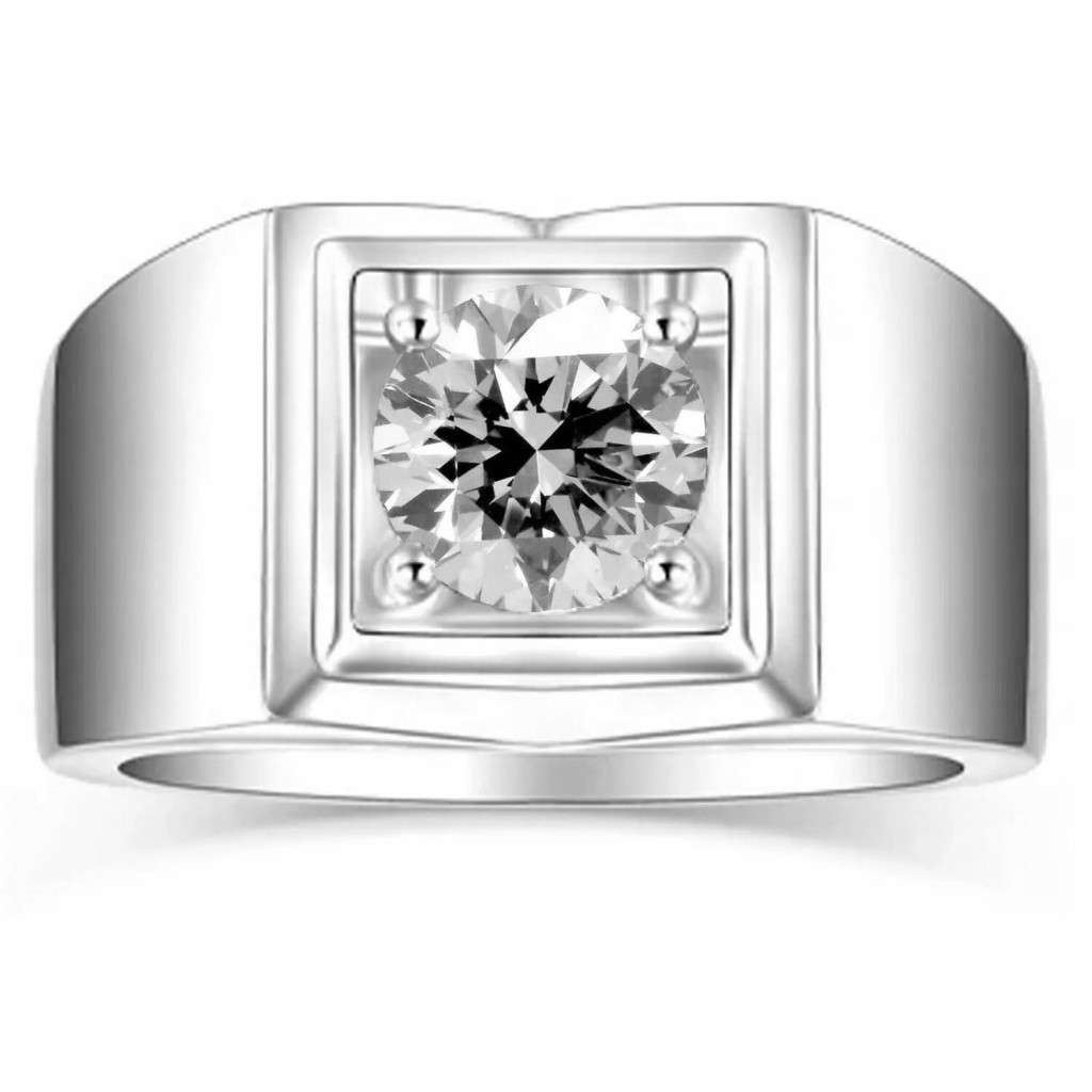 2.08 Ct Moissanite Round  Men's Engagement Ring