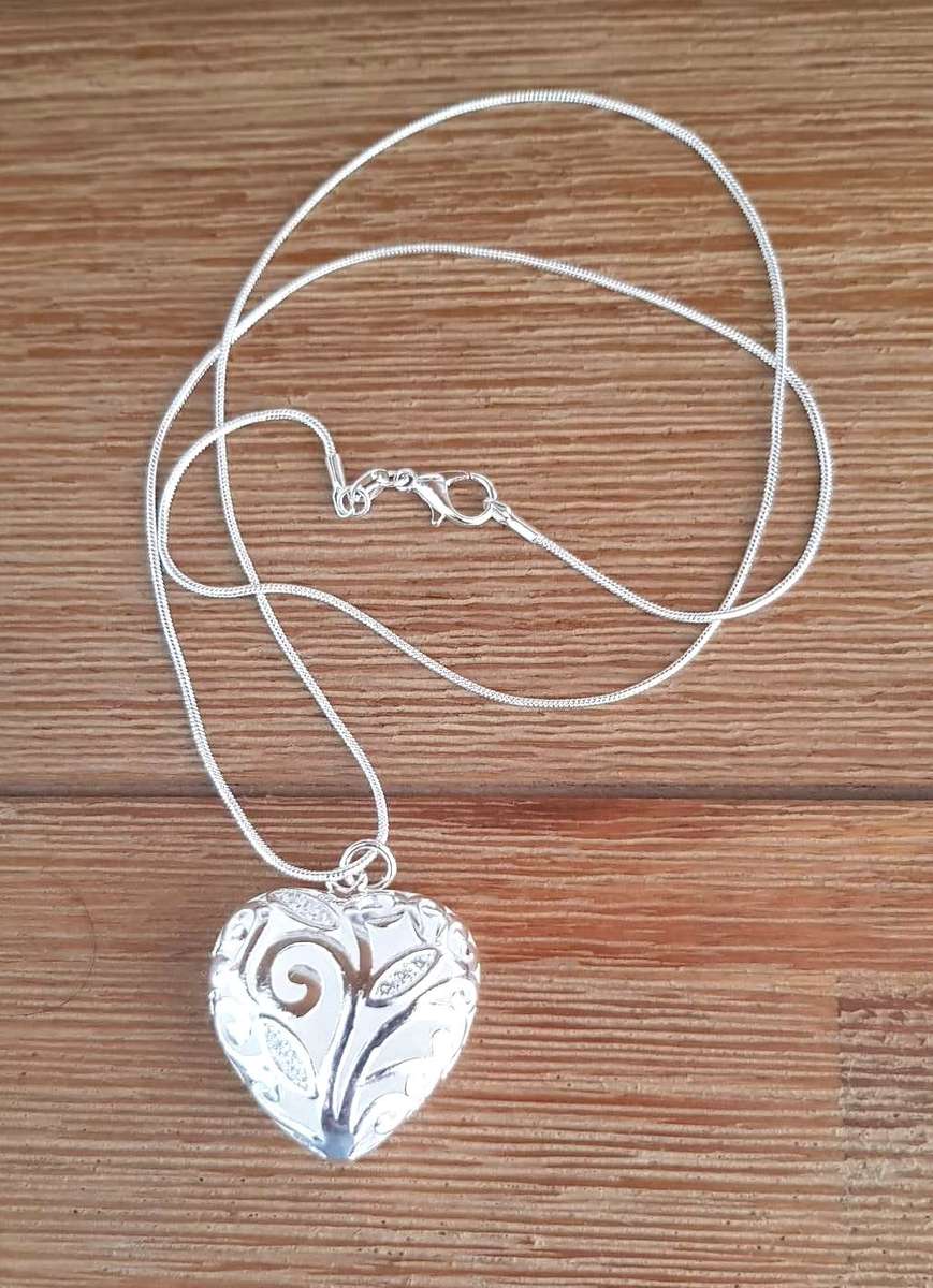 Hollow Heart AAA Zircon Pendant Necklace 925 Sterling Silver