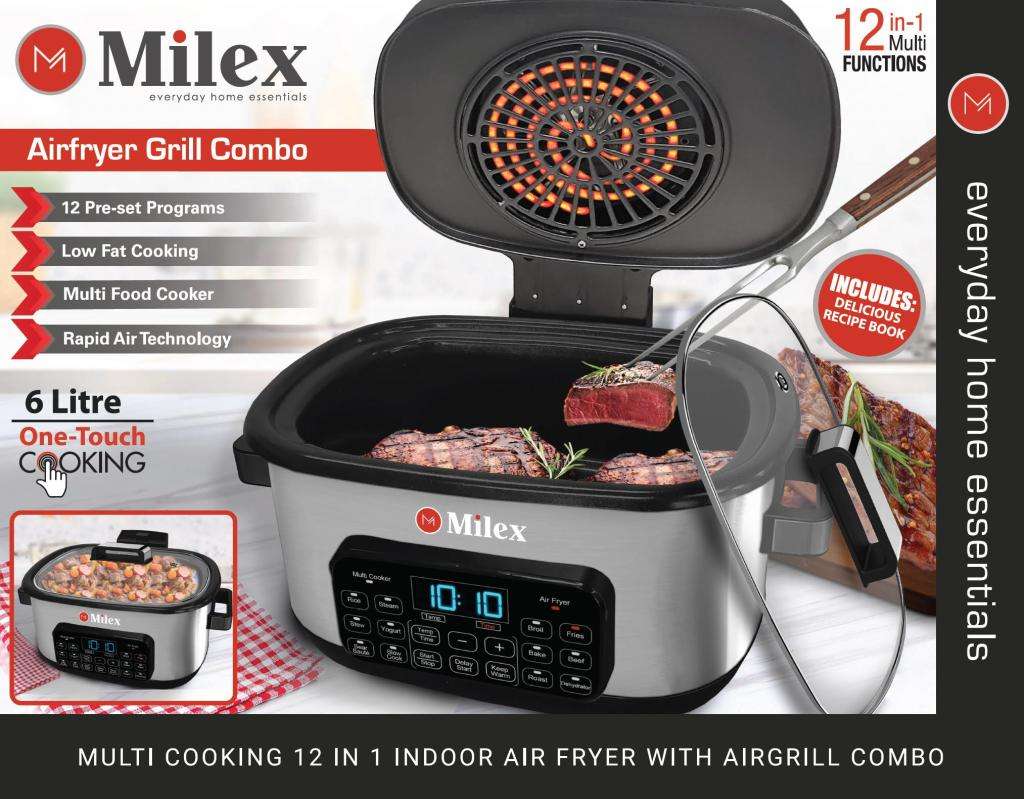 MILEX AIR FRYER GRILL COMBO 12 in 1 MULTI COOKER