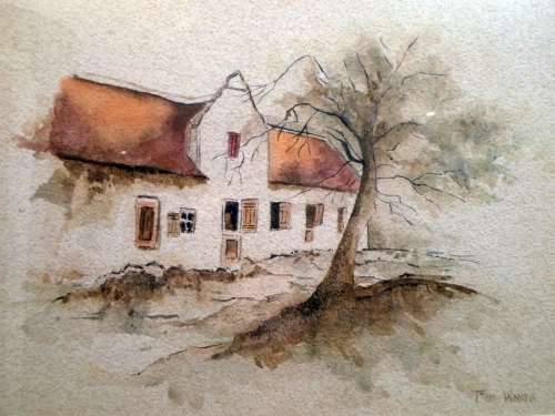 Pam Waner - Cottage - A beautiful mixed media treasure! Giveaway price, bid now!