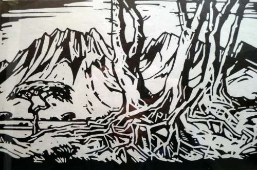 Pierneef - Treetrunks and mountains - A beautiful photo lithograph!! Bid now!