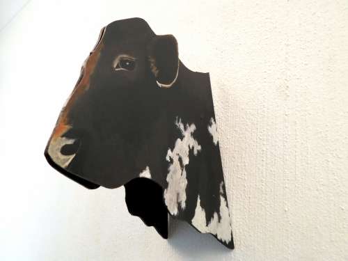 Ronald Palmer - 3D Cow - Brown & White - Unique art!! A beautiful conversation piece!! Bid now!