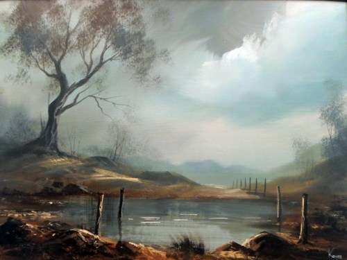 Keyes - Landscape and pond - A magnificent painting! Giveaway price, bid now!