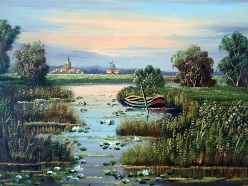 Stols - Dutch river scene - A beautiful oil painting - Take a look!