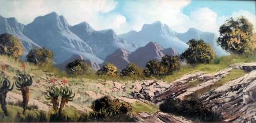 Hendrik Coetzee - Mountain landscape - A stunning painting!! Bid now!