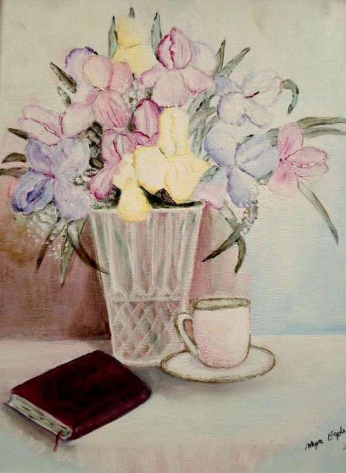 Myra Edgers - Still life flowers - A beautiful oil painting! Giveaway price, bid now!