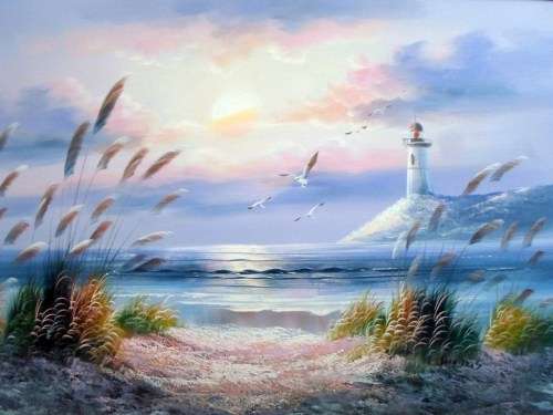 Thomas - Lighthouse - A beautiful and bright painting - Giveaway price, bid now!