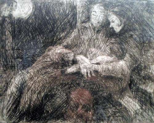 Marc Glaser - Couple on the steps - A beautiful little etching! Bid now!