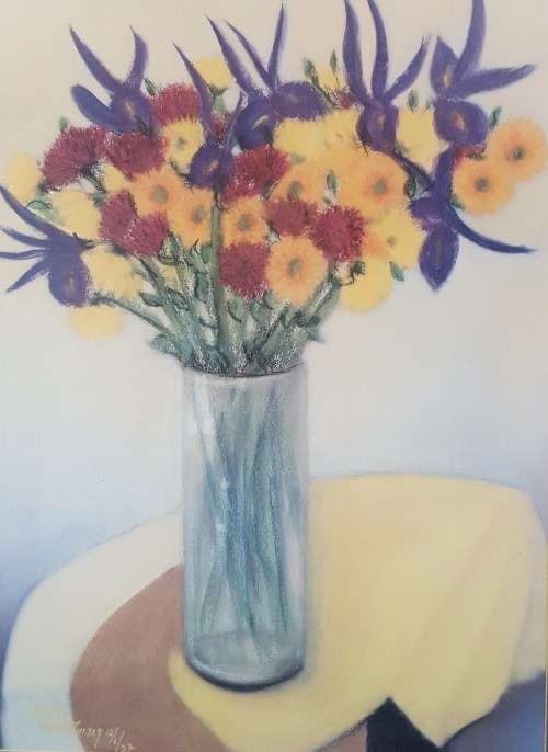 Pieter van der Westhuizen - Still life flowers - A beautiful print! Large Signature Piece! Bid now!
