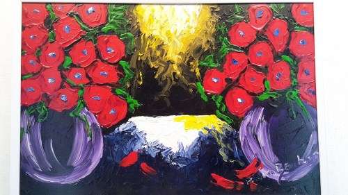 Paul van Rensburg - Still life flowers - Stunning art!! Low price! Bid now!!