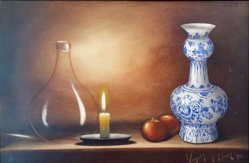 Wilhelm Ploner - Still life with candle - A stunning piece of art!! Bid now!!