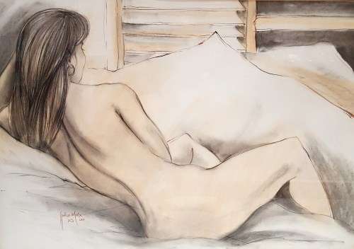 Ignatius Marx - Nude study - A beautiful large pastel! Low price, bid now!