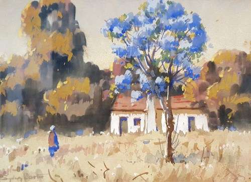 Sydney Carter - Rural scene with house and figure - A stunning painting! Invest now!!